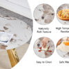 A 42-inch stainless steel white pattern burning stone round table with gold legs Round table suitable for 2, 4 or 6 people