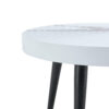 Elegant White Marble Pattern Round Coffee Table - Diameter 23.6 Inches, Exquisite Suction Molding Process,White Marble Pattern Design,Black Sprayed Metal Leg.