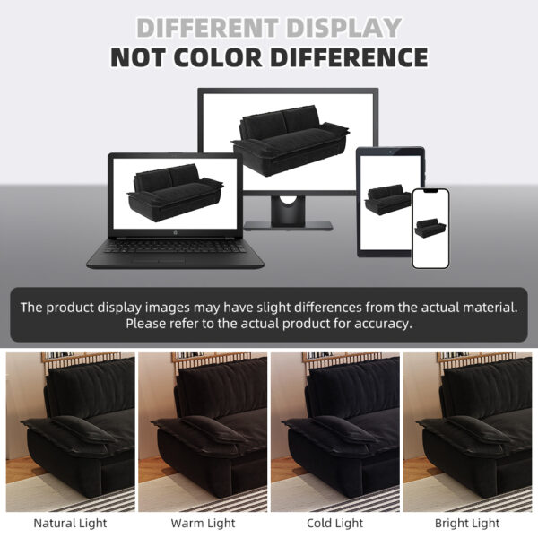 73.2" Queen Pull Out Sofa Bed,3-in-1 Convertible Sleeper Sofa,Multi-Functional Velvet Loveseat Bed,Black(Old Sku:W1885P154641/W1885P214788)