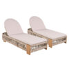 Outdoor Chaise Lounge Chair, Acacia wood Pool Chair with Adjustable Backrest and Cushion, Outdoor Lounge Chair for Beach, Yard, or Poolside (Beige rope)