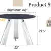 A 42-inch burn stone round table with stainless steel legs can accommodate 4 or 6 diners