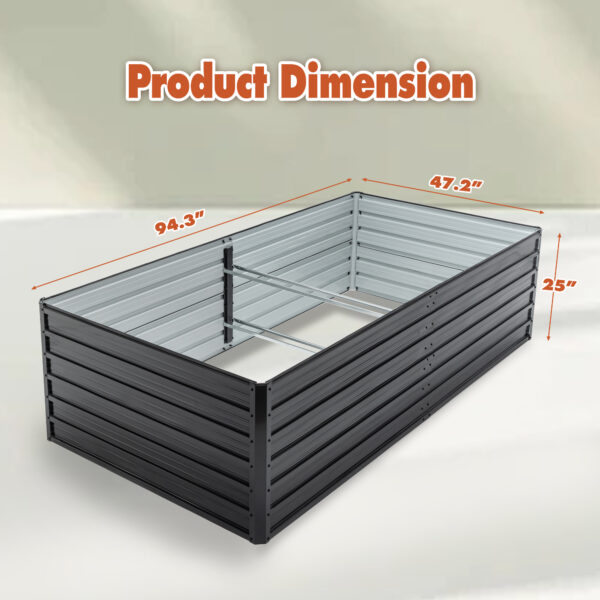 8X4X2ft Galvanized Raised Garden Bed Kit, Rectangular Large Metal Deep Root Planters for Outdoor Plants Vegetables Flowers Herb, 481 Gallon Capacity