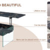 Multifunctional Lift Top Coffee Table -Black Marble Pattern, Essential for Modern Homes.Tempered Glass Legs,Multiple Color Options,Lift Top Feature.Perfectly Fitting Into Both Living Rooms And Office.