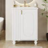 24" Bathroom Vanity with Sink, Bathroom Cabinet with Door Shelf, Side Open Storage, Solid Wood Frame,Soft Closing Door, White