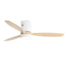 (Same as W882P244711) 52 Inch Flush Mount Ceiling Fan DC 3 Solid Wood Fan Blade Noiseless Reversible Motor Remote Control With Light