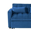3 in 1 Convertible Sleeper Sofa Bed, Modern Pull Out Couch Bed, Adjustable Backrest, Velvet Loveseat Futon Sofa with Pillows & Pockets for Living Room Apartment, Blue