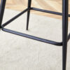Two rotating bar stools with breathable cotton and linen soft cushions, in a retro green seat and black spray-painted iron frame, suitable for both restaurants and bars