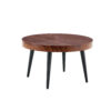 Modern Round Coffee Table - Annular Texture, Durable and Robust With a Diameter of 23.6 inches.Exquisite Suction Molding Process,Walnut Color Pattern Design,Black Sprayed Metal Leg.