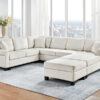 Sectional Sofa 111.8" U-shaped Sofa Chenille Upholstered Sofa Couch with Movable Storage Ottoman for Living Room, White