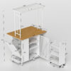 Kitchen Island with Storage Space, Breakfast Bar with Folding Flip-Up Panel, Large Storage Cabinet Shelves and Drawers, Large Coffee Bar Table with Hooks, White