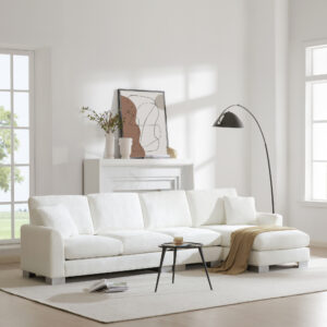 119*55" Modern Oversized Sectional Sofa,L-shaped Luxury Couch Set with 2 Free pillows,5-seat Chenille Indoor Furniture with Chaise for Living Room,Apartment,Office,2 Colors