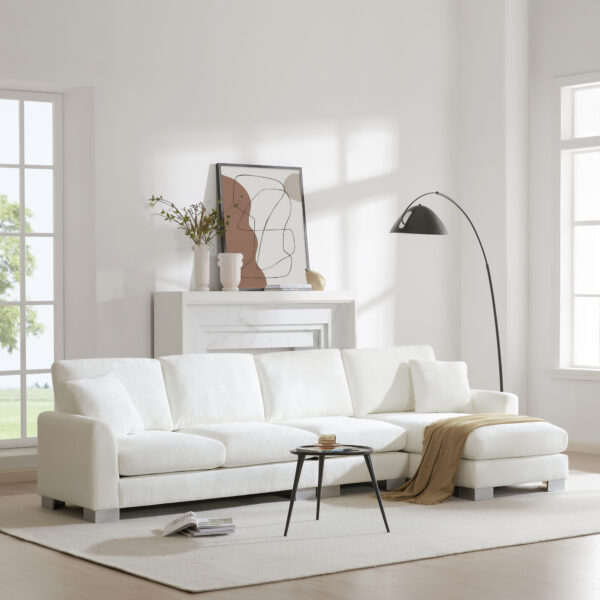 119*55" Modern Oversized Sectional Sofa,L-shaped Luxury Couch Set with 2 Free pillows,5-seat Chenille Indoor Furniture with Chaise for Living Room,Apartment,Office,2 Colors