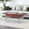 Multifunctional Lift Top Coffee Table -Dark Wood Color Grain Sticker, Essential for Modern Homes.Tempered Glass Legs,Lift Top Feature.Perfectly Fitting Into Living Rooms And Office.