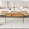 Multifunctional Lift Top Coffee Table -Light Wood Color Grain Sticker, Essential for Modern Homes.Tempered Glass Legs,Lift Top Feature.Perfectly Fitting Into Living Rooms And Office.