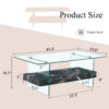 43.3 Inch Modern Two-Tier Coffee Table - An Elegant Combination of Clear Glass and Black Marble Pattern.It can be used not only as a coffee table but also as a side table or display stand.