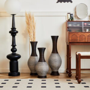Desktop Vase, Brown Decorative Floor Vase, Classic and Neat Floor Vase, High Independent Flower Stand, Artificial Vine Vase, PVC Floor Vase, Home Decoration Flower Stand Set of 3 pieces