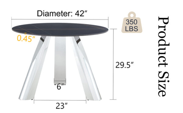d1d47d45854846d5b39752897e505969_5dfdd2c1e9cfeb3bb5c01401025be089 A 42-inch burn stone round table with stainless steel legs can accommodate 4 or 6 diners