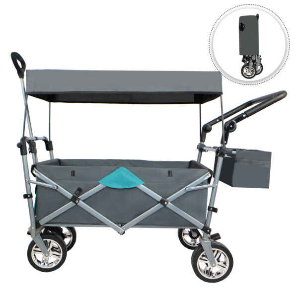 d2e7cf9f80724764a868e2257efe58c4_73155bdd2d1507bcf0fb1a2083eaa534 Push & Pull Utility Folding Wagon with Removable Canopy
