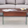 Multifunctional Lift Top Coffee Table -Dark Wood Color Grain Sticker, Essential for Modern Homes.Tempered Glass Legs,Lift Top Feature.Perfectly Fitting Into Living Rooms And Office.