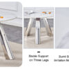 A 42-inch stainless steel leg round table with a marble top is suitable for use by four or six people
