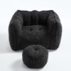 Soft Bean Bag Chair with High Resilient Foam(Chips)for living room and bedroom,Comfortable Square Lazy Sofa with Footstool, Cover for Adults to Gaming, Reading, and Watching TV