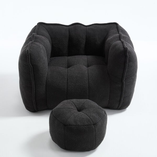 Soft Bean Bag Chair with High Resilient Foam(Chips)for living room and bedroom,Comfortable Square Lazy Sofa with Footstool, Cover for Adults to Gaming, Reading, and Watching TV