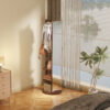 Full-length mirror, rubber wood + mirror, 68.8*19.6 inches (mirror width: 15.7 inches) large full-length mirror, easy to dress, organize and place in the bedroom/living room/office/cloakroom (walnut)