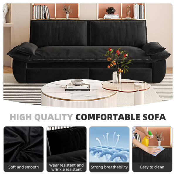 73.2" Queen Pull Out Sofa Bed,3-in-1 Convertible Sleeper Sofa,Multi-Functional Velvet Loveseat Bed,Black(Old Sku:W1885P154641/W1885P214788)