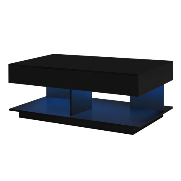 U-Can 41.3''-76.7'' Extendable Coffee Table, Efficient Central Coffee Table with Multiple Storage Compartments, Multifunctional Adjustable Coffee Table with Hidden Storage Space for Living Room