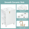 24" Bathroom Vanity with Sink, Bathroom Cabinet with Door Shelf, Side Open Storage, Solid Wood Frame,Soft Closing Door, White