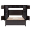 Full Size Wooden Bed With All-in-One Cabinet and Shelf, Espresso
