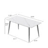 62.99" Modern Artificial Stone White Straight Edge Dark Grey Metal Leg Dining Table-Can Accommodate 6 People(Dining Table Only)