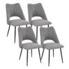 5-Piece Dining Table and Chair Set, Including 4 Grey Chairs and a Retractable Dining Table in White, Suitable For 4 to 6 People's Dining Tables, Suitable for Kitchens and Living Rooms
