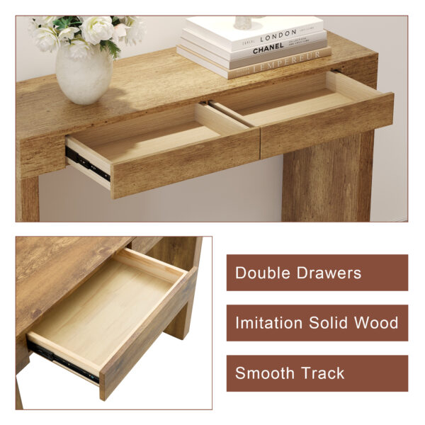 d6148d8163b04768b49bd27b8bfd3812_44800c7e5e59e1fcf5d24a9bbde0ef55 Elegant Natural Wood Grain Bar Table-50 Inches Long, a Practical Choice for Modern Homes.Wood Grain Texture Sticker,Equipped With Two Drawers.Serving As A Bar Table Or A Desk.