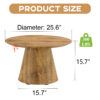 Natural Wood Grain MDF Round Coffee Table - 25.6" Diameter, 15.7" Height.Natural Wood Grain Texture Sticker,Exquisite Wood Grain Surface,Flexible MatchingMRound Tabletop Design.