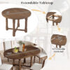 TREXM 5-Piece Extendable Dining Table Set for 4, Round Dining Table for 4 with Upholstered Chairs, Farmhouse Kitchen Table Set with Removable Leaf for Dining Room and Kitchen (Brown)