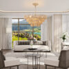 (Same as W1340P155976/L1019-4) 20" Modern 4-Layer Woven Hemp Rope Chandelier, Boho Style Pendant Light, Elegant Hanging Light Fixture for Living Room, Dining Room, Bedroom (No Bulbs)
