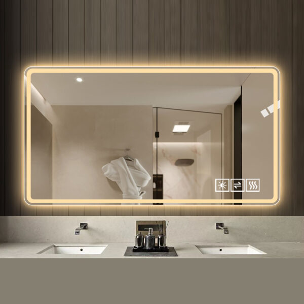 48*32 inch Bathroom Mirror with Led Lights , Anti-Fog Lighted Vanity Mirrors for Wall Mounted, 3 Colors and 5 level Dimmable, Horizontal/Vertical