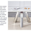 A 42-inch stainless steel leg round table with a marble top is suitable for use by four or six people
