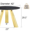 The 42-inch stainless steel gold-plated flamed granite round table with seating for 4 or 6 people is perfect for dining, entertaining, or as a conference table