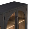 TREXM 4-Door Large Storage Sideboard Buffet Cabinet with Glass Doors, Arched Cabinet with Adjustable Shelves for Kitchen, Dining Room and Living Room (Black)