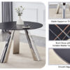 A 42-inch burn stone round table with stainless steel legs can accommodate 4 or 6 diners