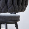 Two sets of rotating high-legged stools with breathable cotton and linen cushions, Dark gray seats paired with black spray-painted iron frames, suitable for both restaurants and bars