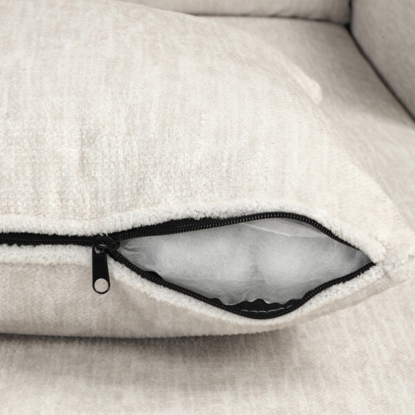 Sectional Sofa 111.8" U-shaped Sofa Chenille Upholstered Sofa Couch with Movable Storage Ottoman for Living Room, White