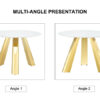 42" Luxury Sintered Stone Table: 0.45" Durable Top + 6" Steel Legs, 500lb Capacity, Stain/Heat-Resistant White/Gray Veined Surface - Modern Minimalist Design