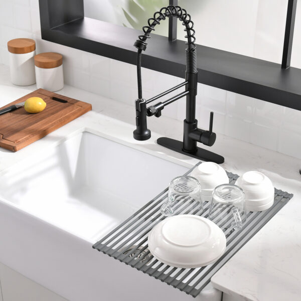 Purifier Kitchen Faucet Drinking Water Faucet With Roll Up Dish Drying Rack, Pull Down Water Filter Kitchen Sink Faucets (Matte Black)