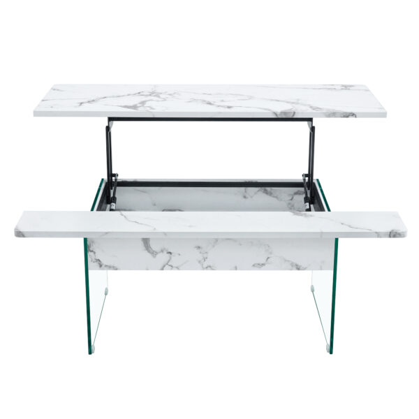 d88f134628264b70b69952b1915a7881_a8aac4fd1891b06958b6249160dd0672 Multifunctional Lift Top Coffee Table -White Marble Pattern, Essential for Modern Homes.Tempered Glass Legs,Multiple Color Options,Lift Top Feature.Perfectly Fitting Into Both Living Rooms And Office.