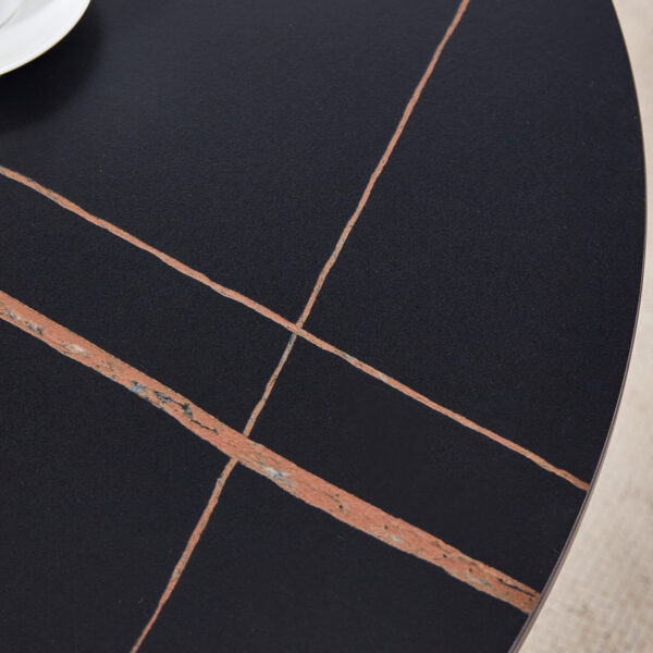d8c12f3dbb644ec090be15877c84e9f9_42588d4b586fcab408058f6dcc96275a The 42-inch stainless steel gold-plated flamed granite round table with seating for 4 or 6 people is perfect for dining, entertaining, or as a conference table