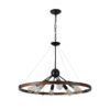 (Same as W1340111208/L1012) 32" Rustic Industrial Chandelier, 8-Light Farmhouse Pendant Lighting Fixture with Metal and Wood Finish, Adjustable Chain for Dining Room, Kitchen, or Living Room (No Bulb)