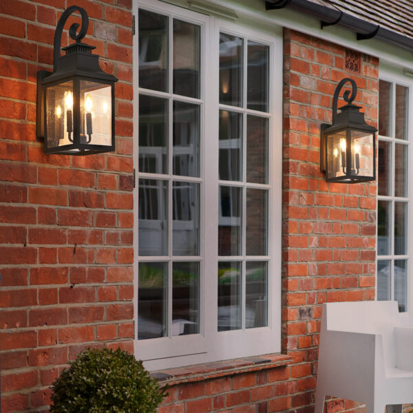 d9732e65144e43f3a3f125dded9ee34e_cb13be735d99c3087d9dce9932066b79 23"(H) 1-Pack Outdoor Wall Lantern Light – Vintage Black Metal Sconce with Clear Seeded Glass for Porch, Patio, and Garden (Bulb Not Included)